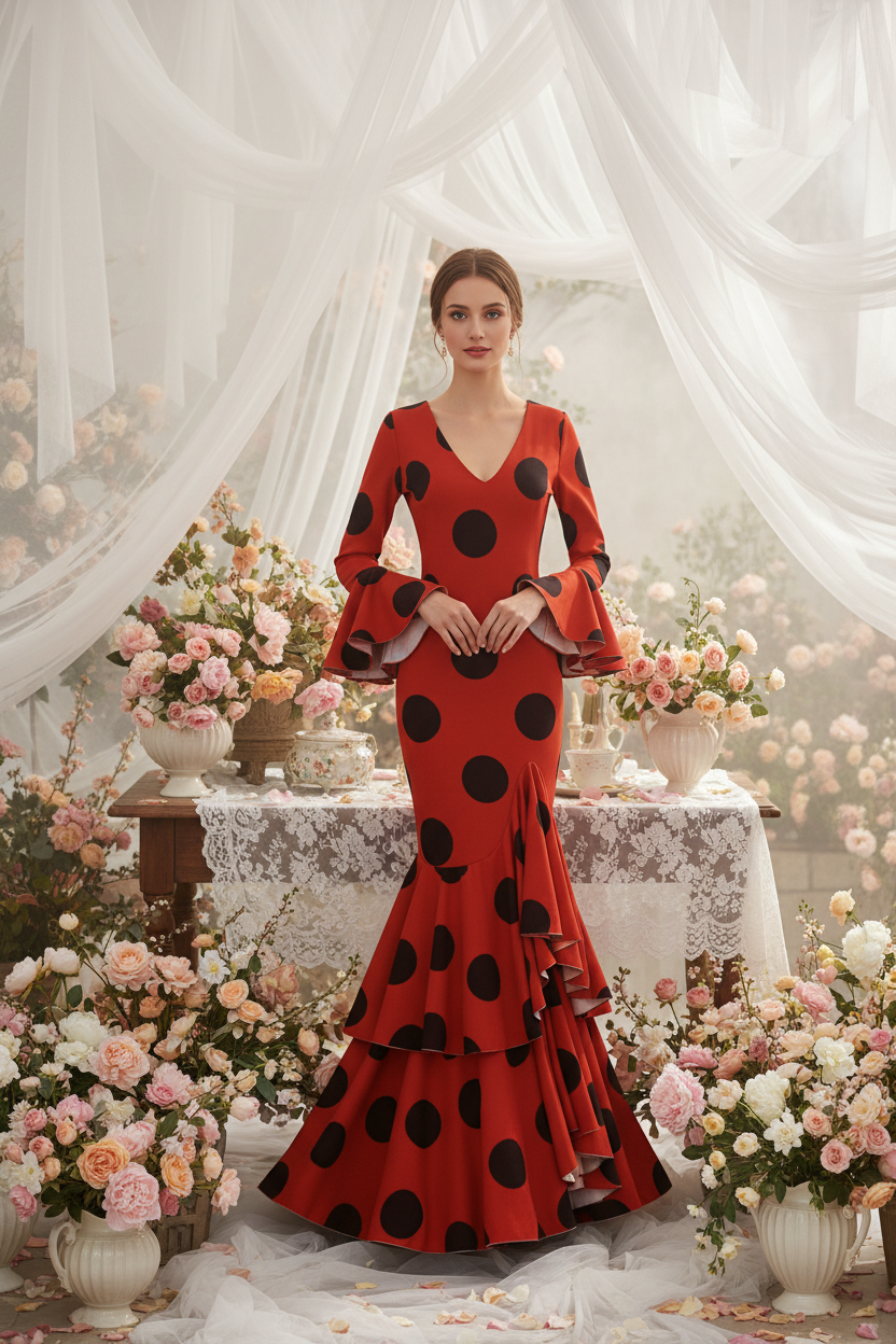 Red Flamenco Dress - Superior Adaptable Spanish Gown