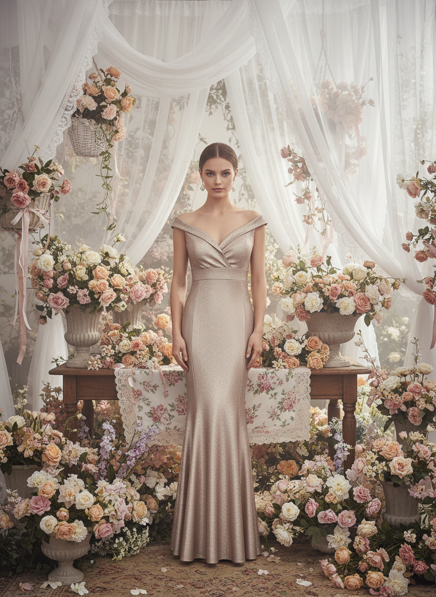 VESTIDO LARGO - CHAMPAGNE - 8813