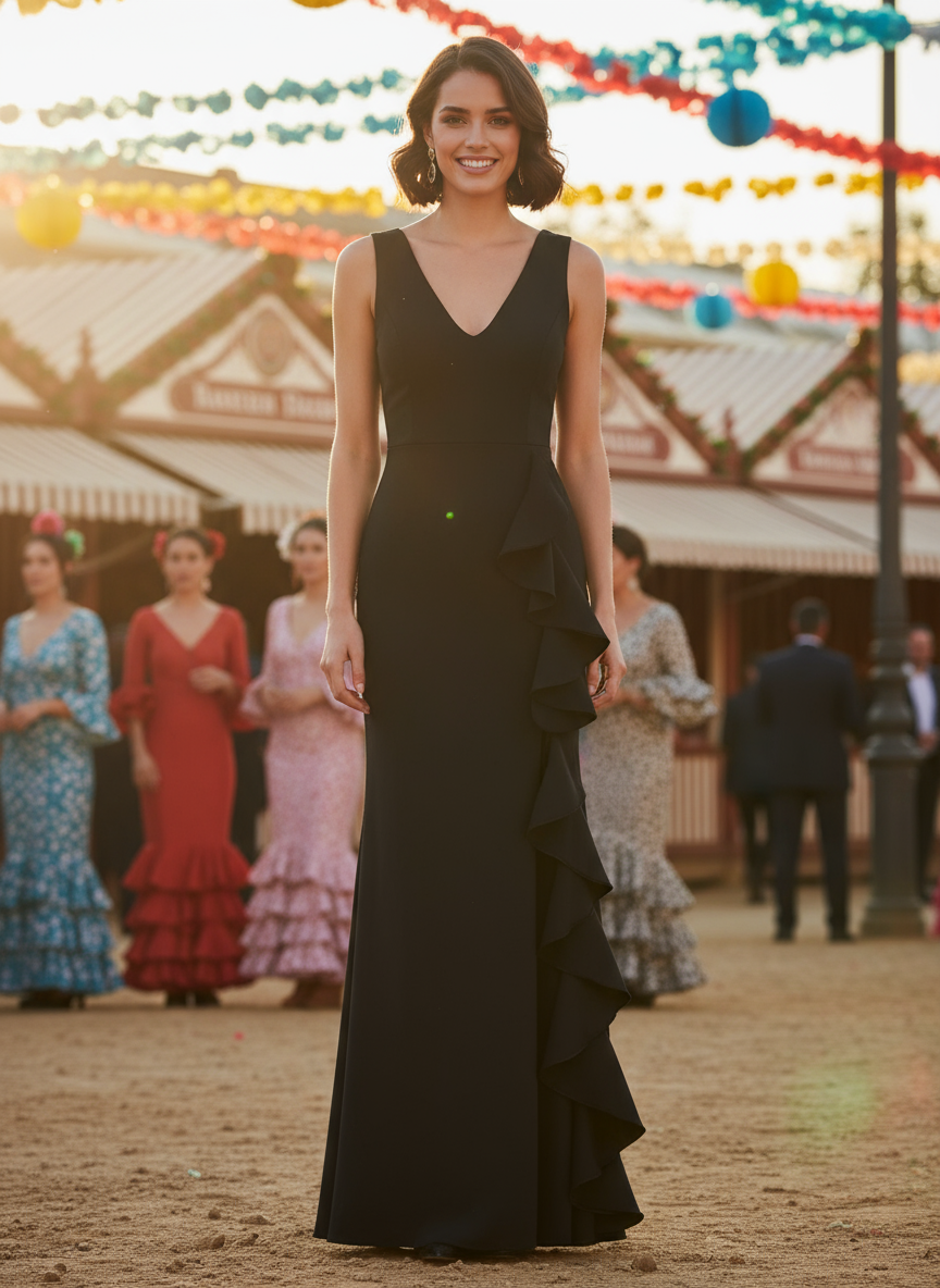 LONG BLACK DRESS 23641