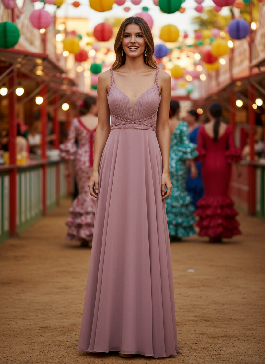 MAUVE PINK LONG DRESS 7011