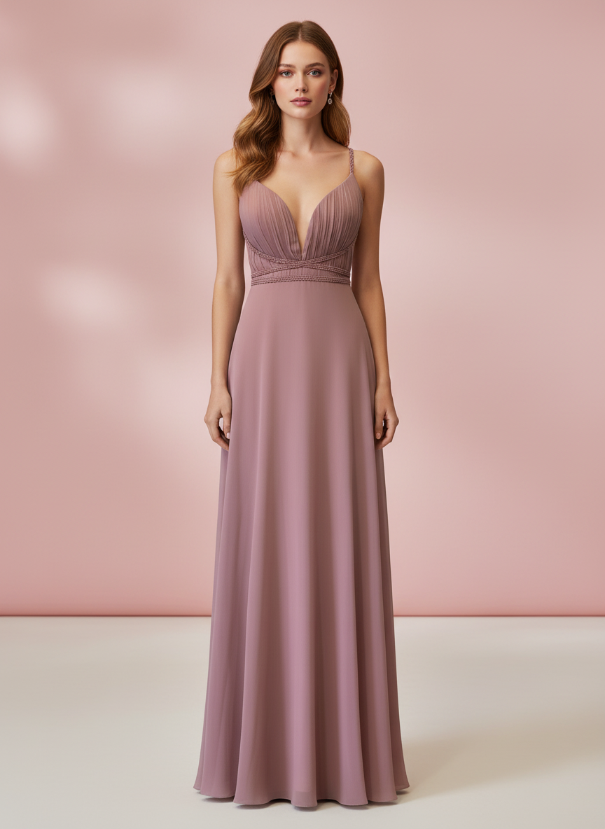 MAUVE PINK LONG DRESS 7011