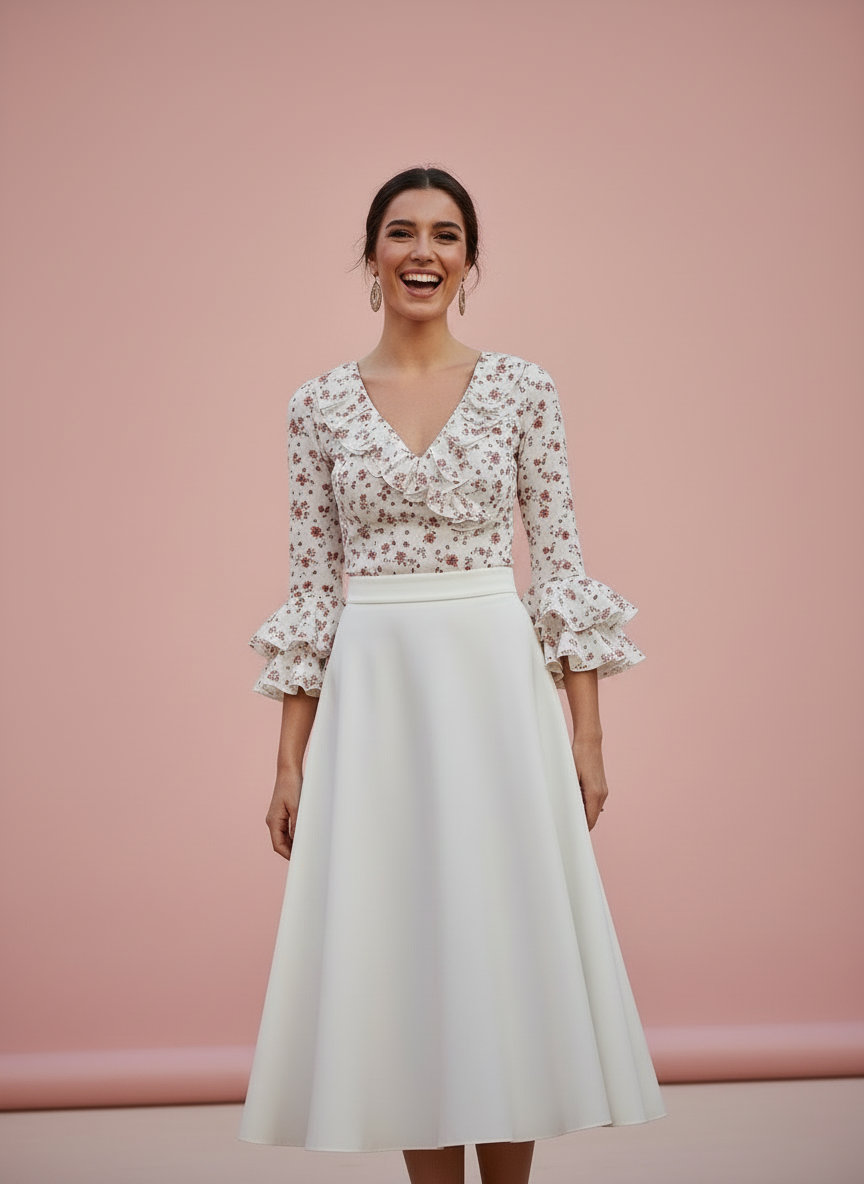FALDA MIDI BLANCO 3848