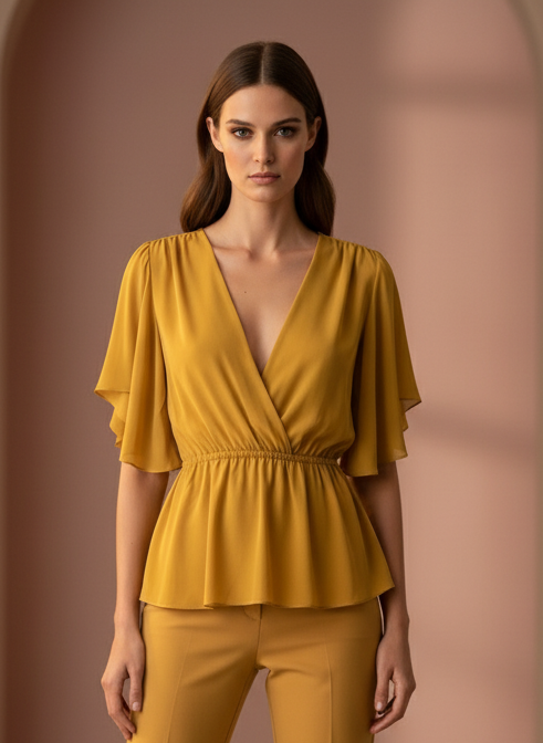 BLUSA AMARILLO MANGO 7262