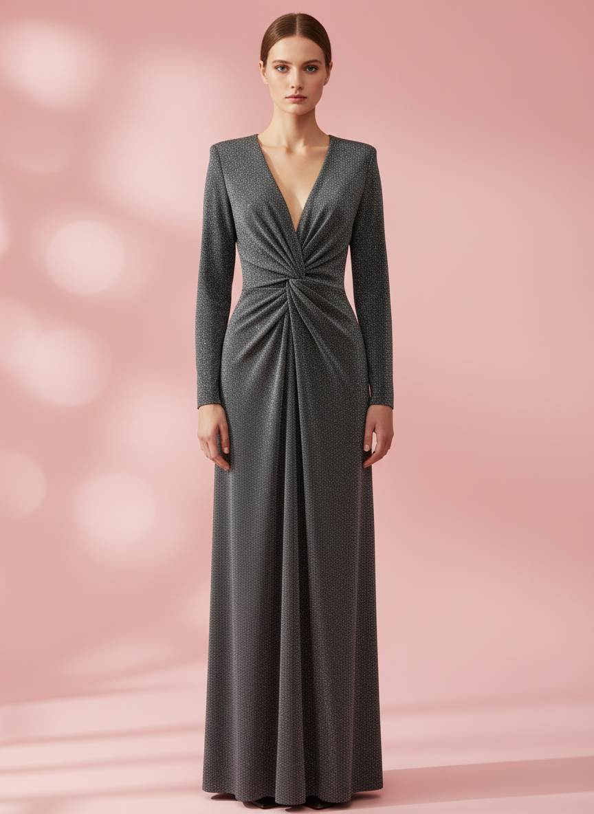 LONG SILVER SHIMMER DRESS 23010