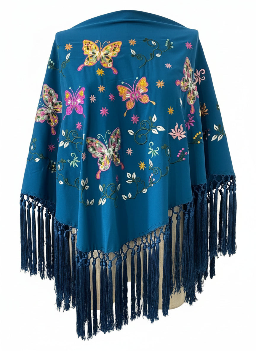 MANTÓN MT1  AZUL PETROLEO CON COLOR