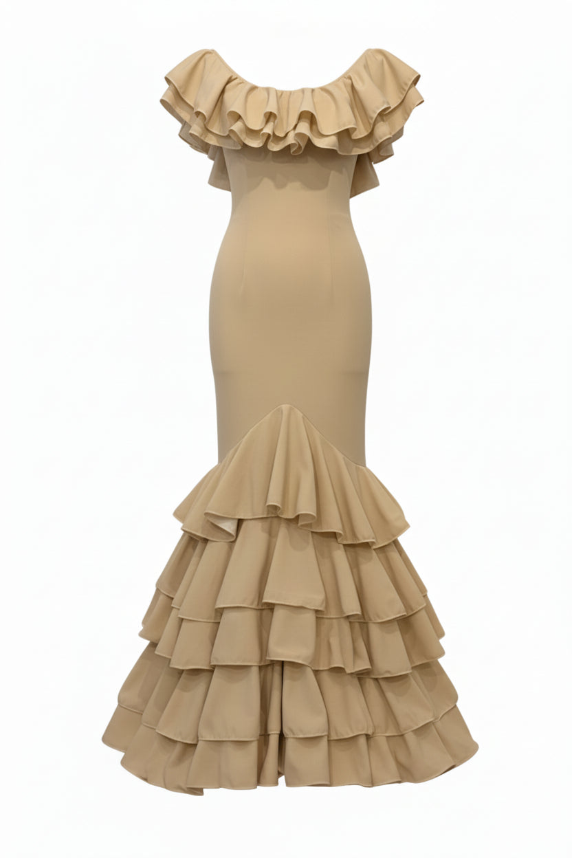Traje de Flamenca EW5 | Vestido Flamenco con Gran Volante y 5 Volantes en Falda