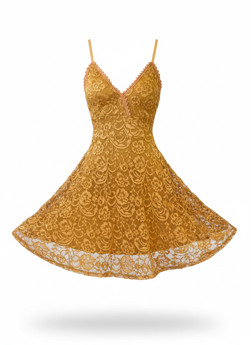 VESTIDO CORTO MOSTAZA 3685