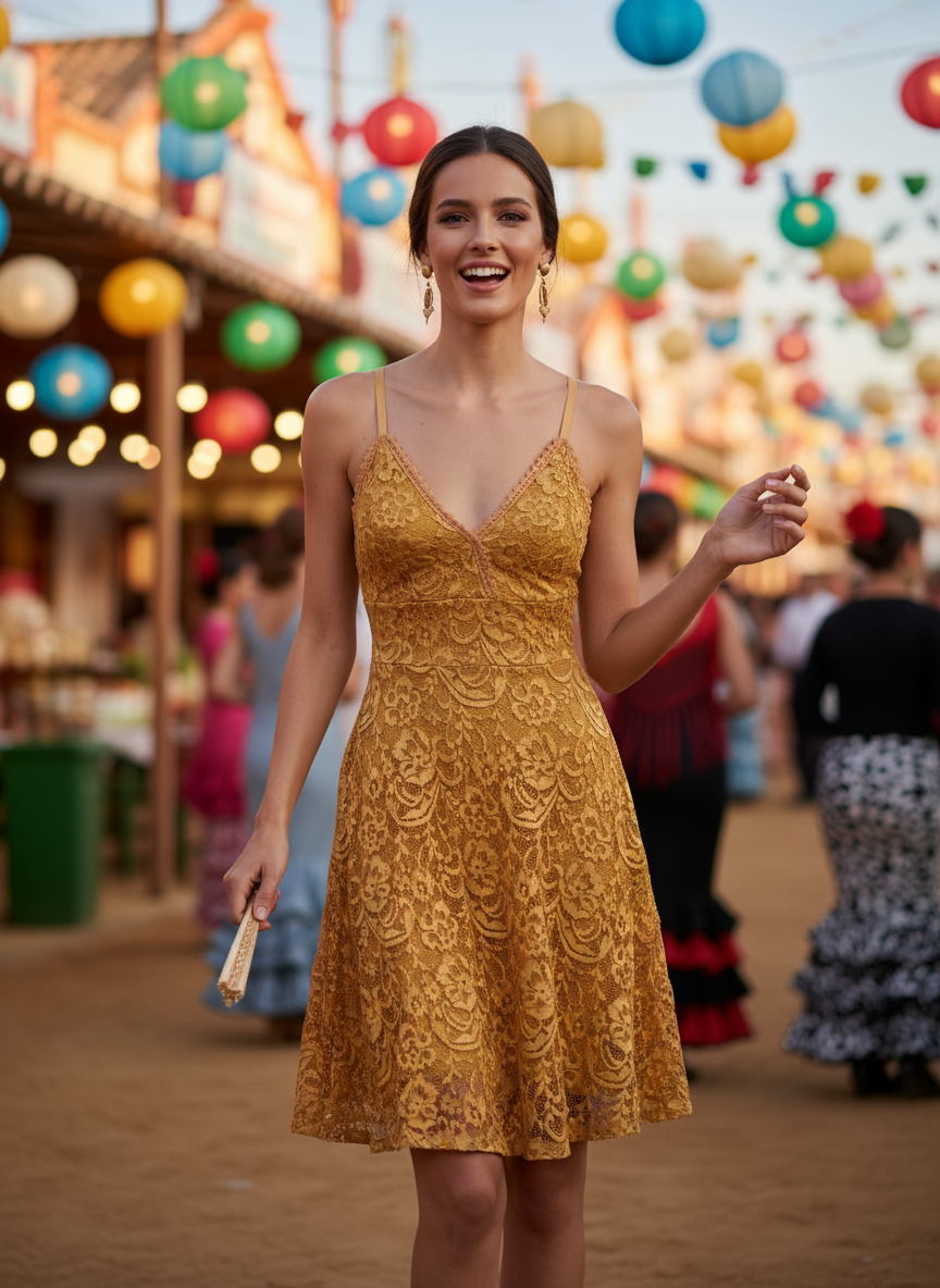 VESTIDO CORTO MOSTAZA 3685