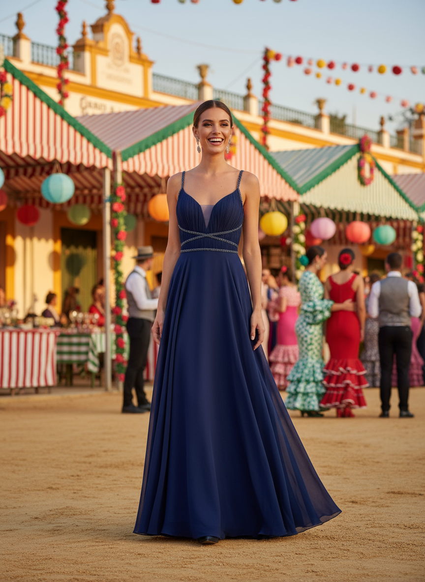 LONG NAVY BLUE DRESS 7011