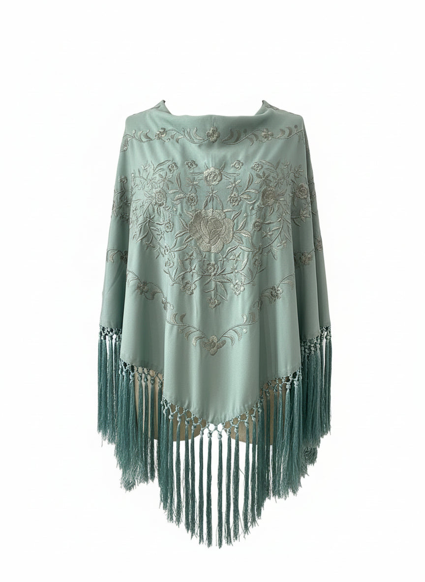 Mantón Flamenca Verde Lago MT7 | EMMA WU DESIGN