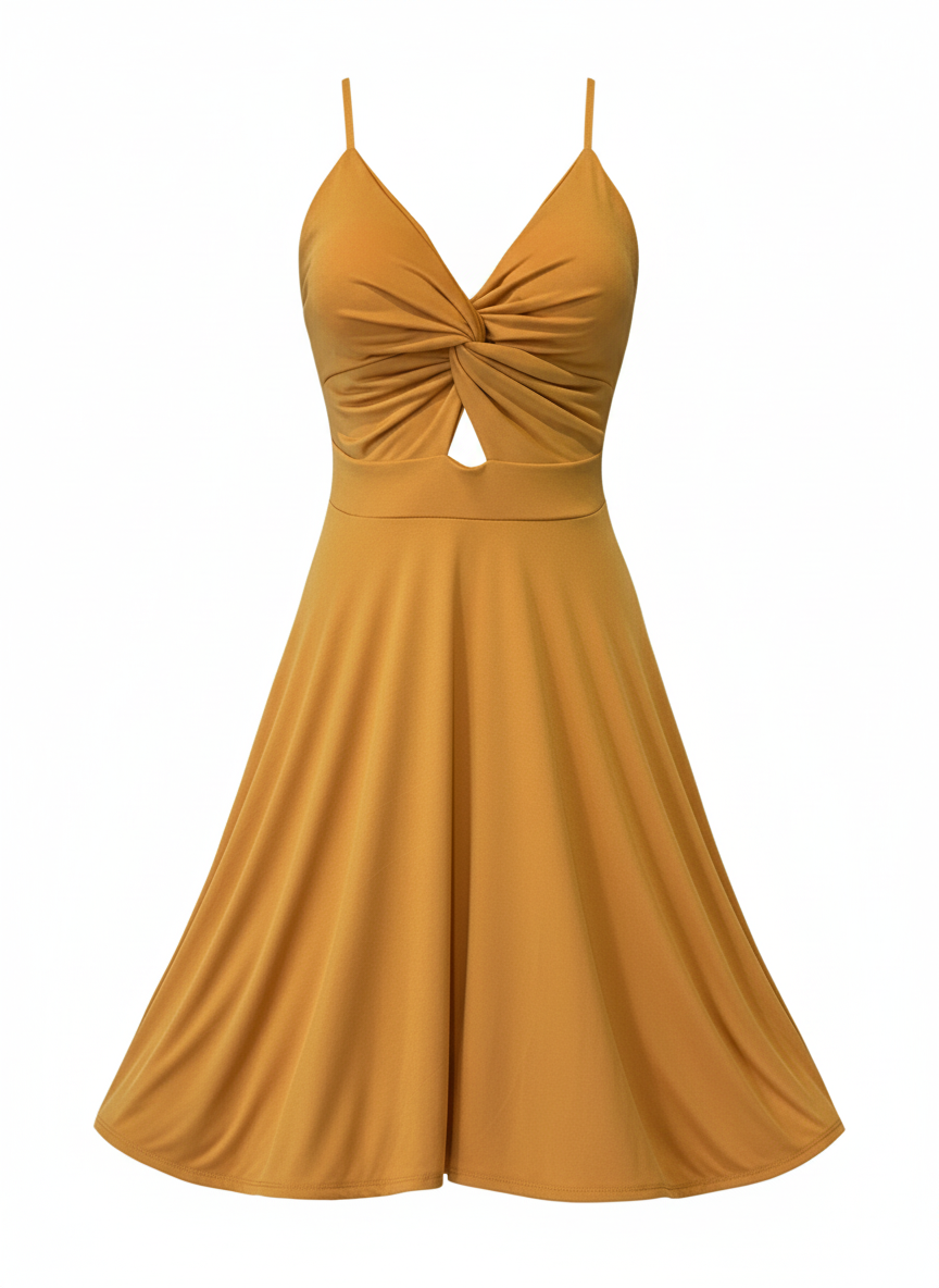 VESTIDO CORTO MOSTAZA 3139