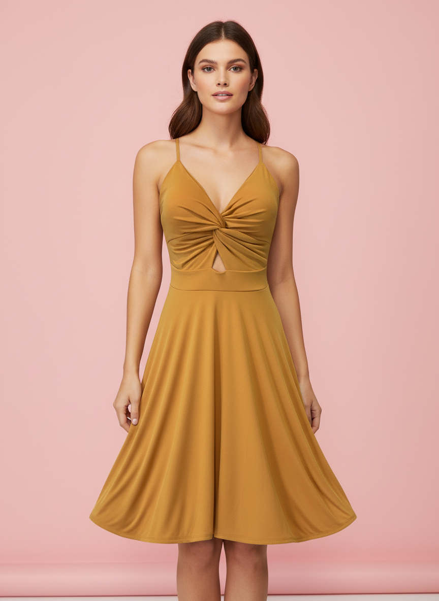 VESTIDO CORTO MOSTAZA 3139