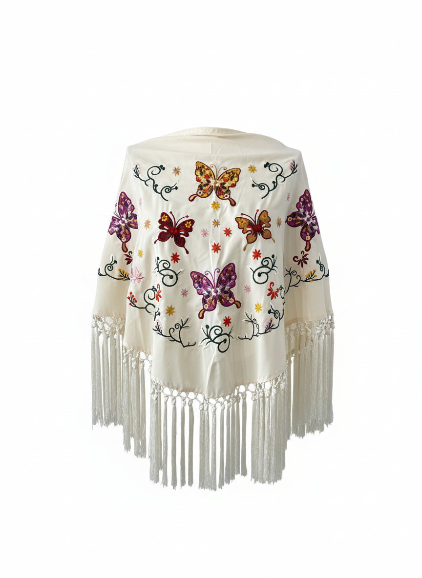 MANTÓN MT1  BLANCO ROTO CON COLORES