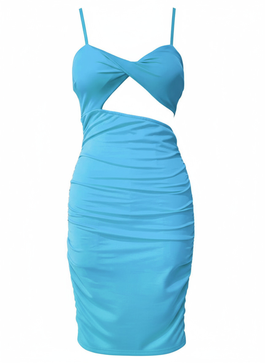 VESTIDO CORTO AZUL VERDOSO CLARO 50697