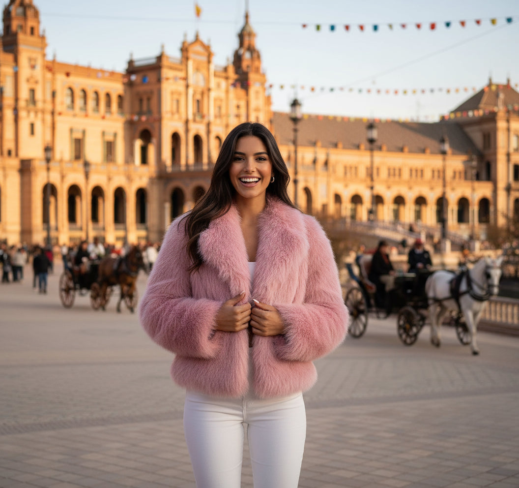 EMMA WU SELECTION Winter Plush Coat, Fashionable, Warm, Thick, Fluffy, Lapel Jacket, Outerwear, Casual, Long Sleeve Tops, Women's Clothing