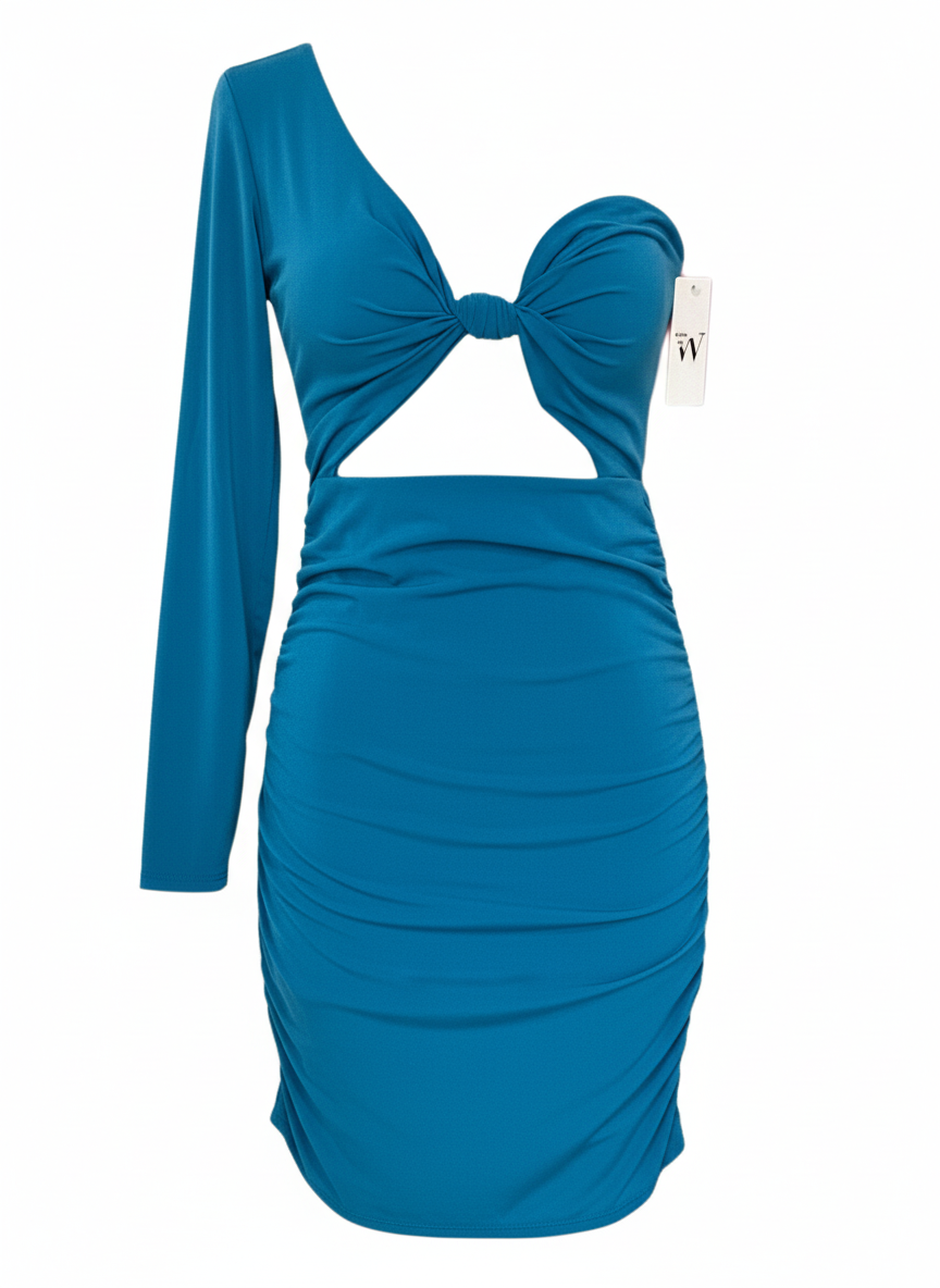 VESTIDO CORTO AZUL PAVO 25476
