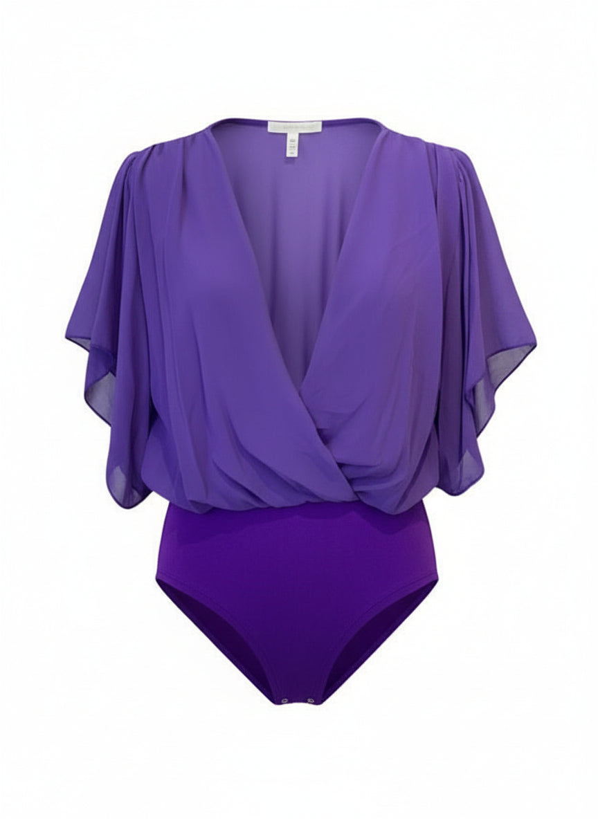 SHORT SLEEVE BODYSUIT - PURPLE - 3686