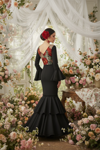 Traje de Flamenca EW7 | Vestido Flamenco con Encaje y Volantes Negro