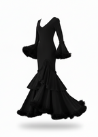 Traje de Flamenca EW1 | Vestido Flamenco con Tul Negro Negro