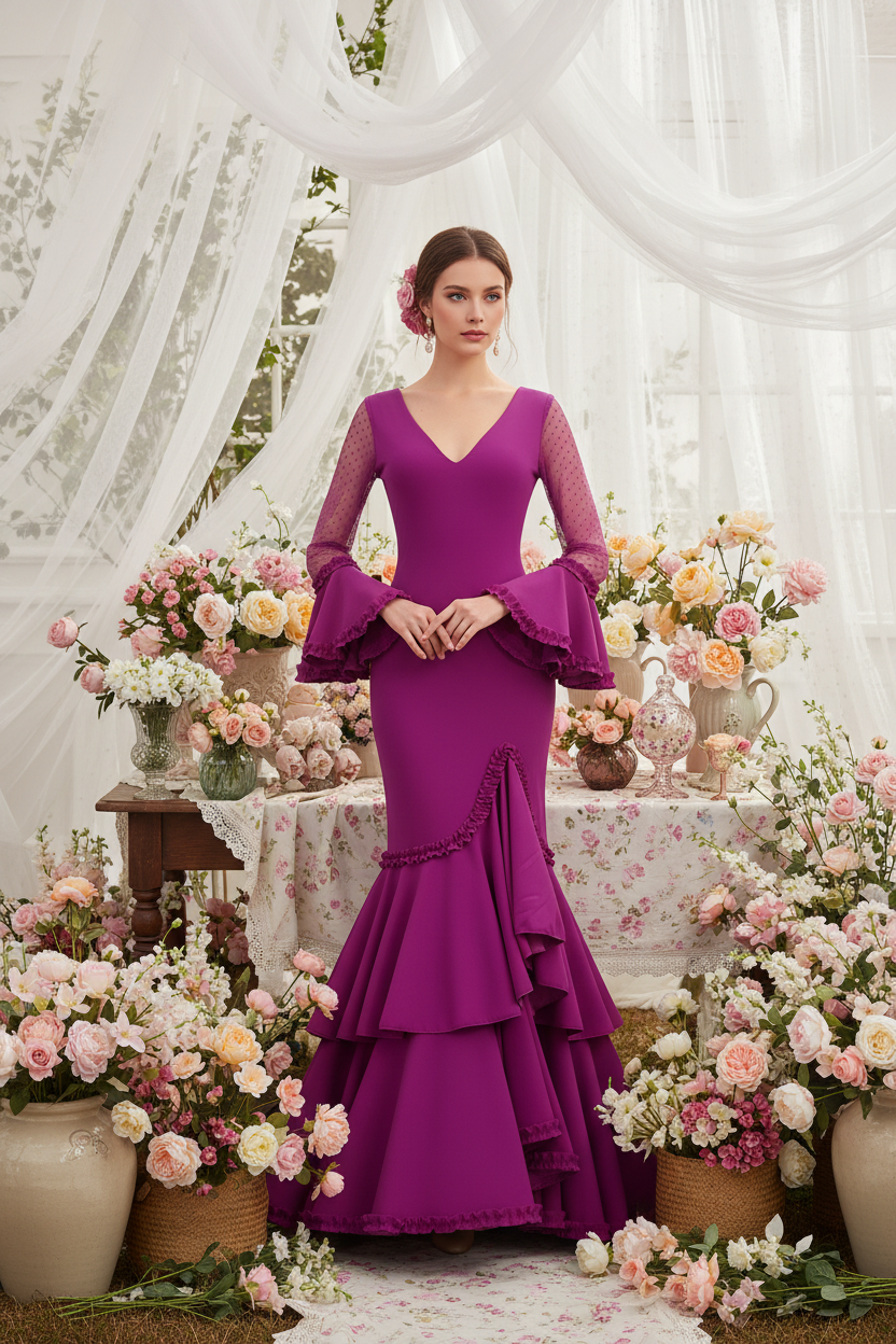 Bougainvillea Flamenco Dress - Premium Italian Lycra | Ref. EM223