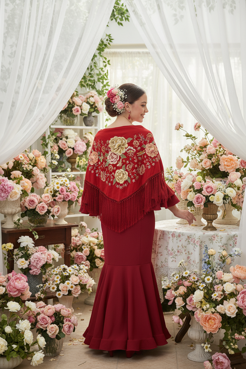 MANTONCILLO DE MUJER ROJO CON COLOR Ref:MT25-33