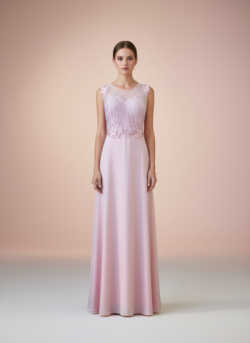 BABY PINK LONG DRESS 0875