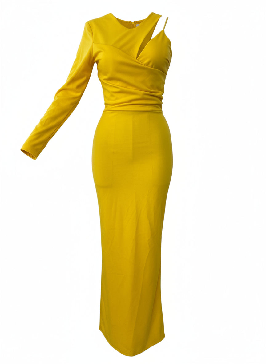 VESTIDO LARGO AMARILLO MANGO 23022