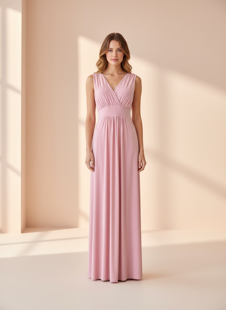 VESTIDO LARGO ROSA NUDE 1639