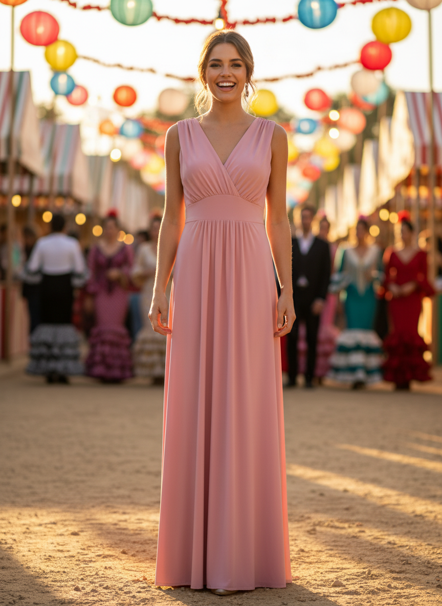 VESTIDO LARGO ROSA NUDE 1639