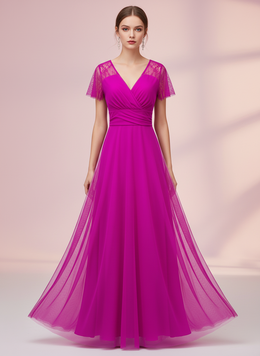 FUCHSIA LONG DRESS 5029