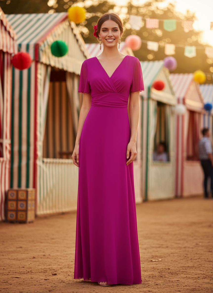 FUCHSIA LONG DRESS 5029