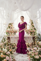 Traje de Flamenca EW5 | Vestido Flamenco con Gran Volante y 5 Volantes en Falda