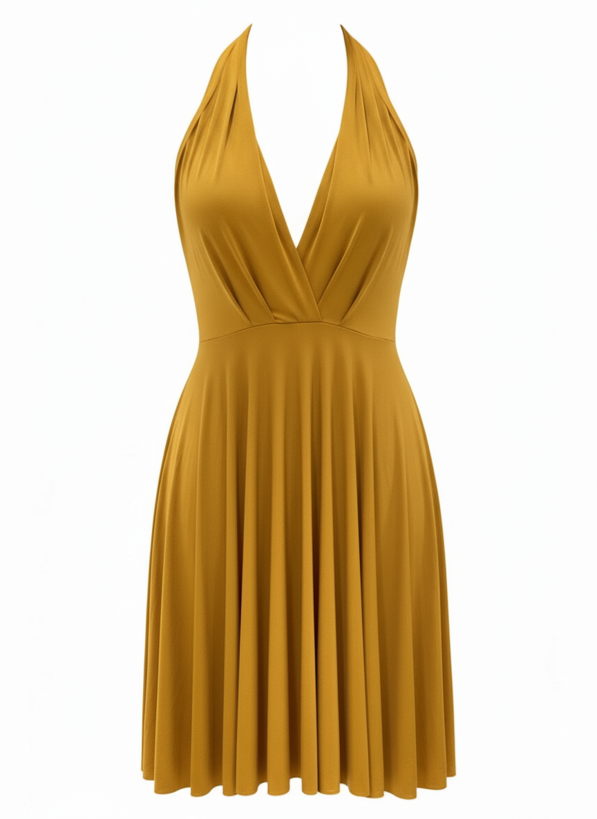 VESTIDO CORTO MOSTAZA 3246