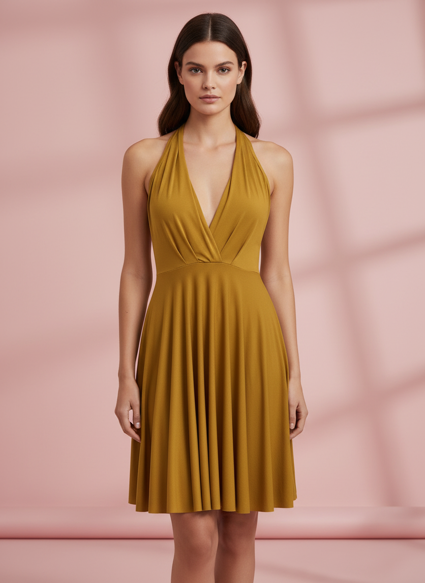 VESTIDO CORTO MOSTAZA 3246