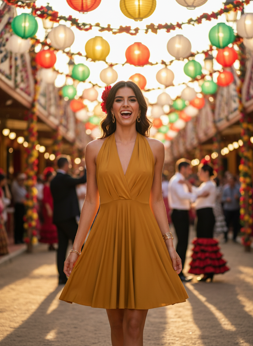 VESTIDO CORTO MOSTAZA 3246