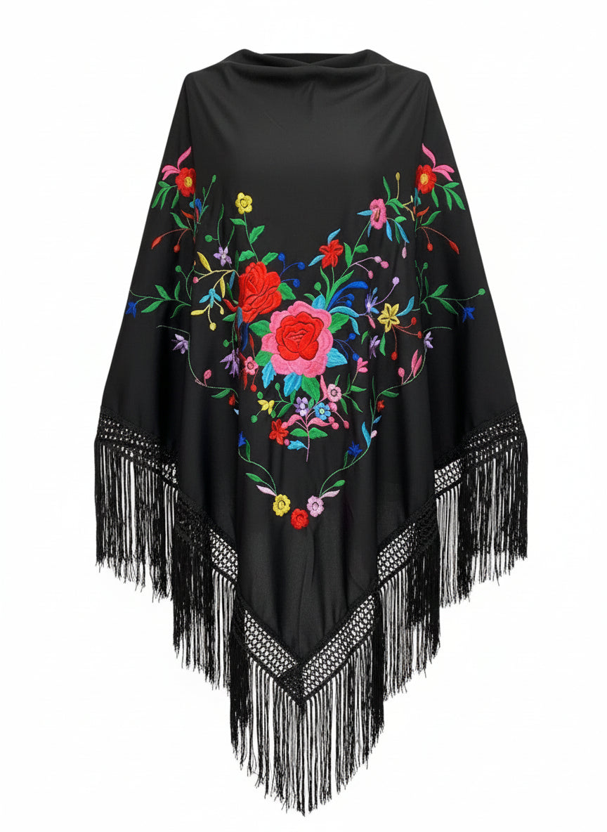 MANTÓN NEGRO CON COLORES MT180-91