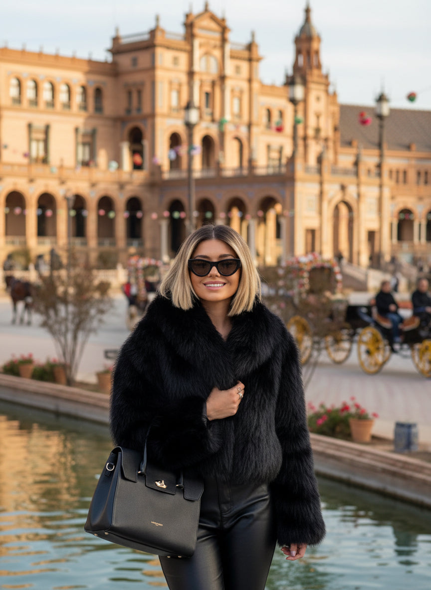 EMMA WU SELECTION Winter Plush Coat, Fashionable, Warm, Thick, Fluffy, Lapel Jacket, Outerwear, Casual, Long Sleeve Tops, Women's Clothing