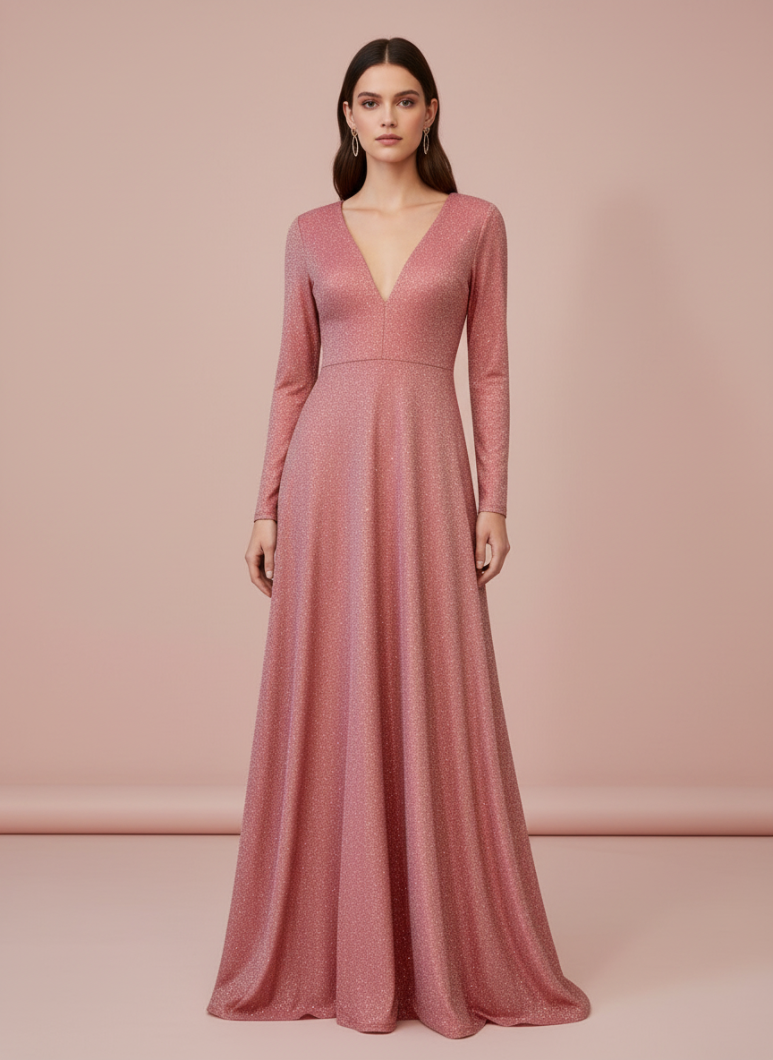 VESTIDO LARGO ROJO 8812