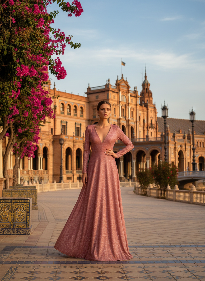 VESTIDO LARGO ROJO 8812