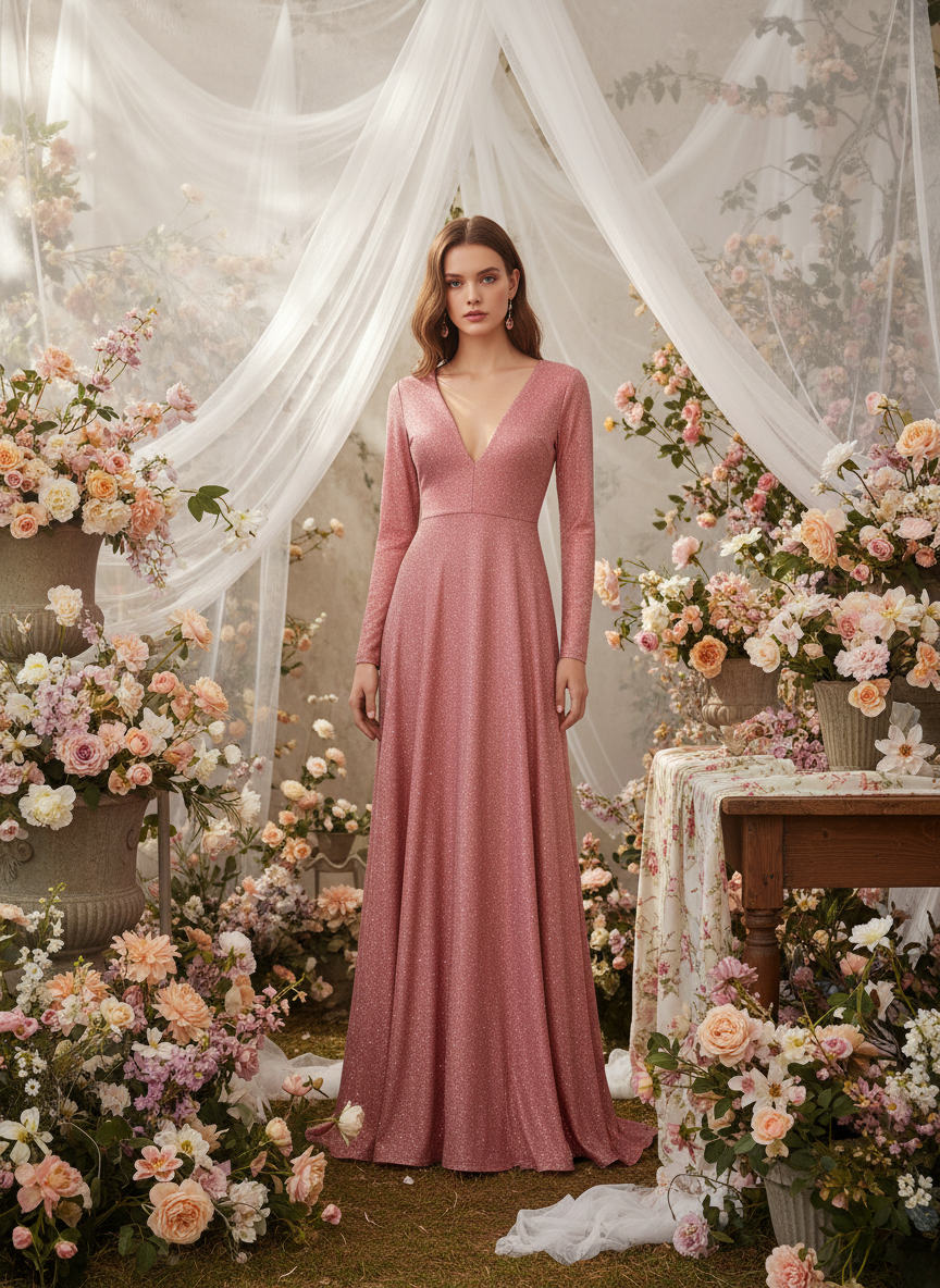 VESTIDO LARGO ROJO 8812