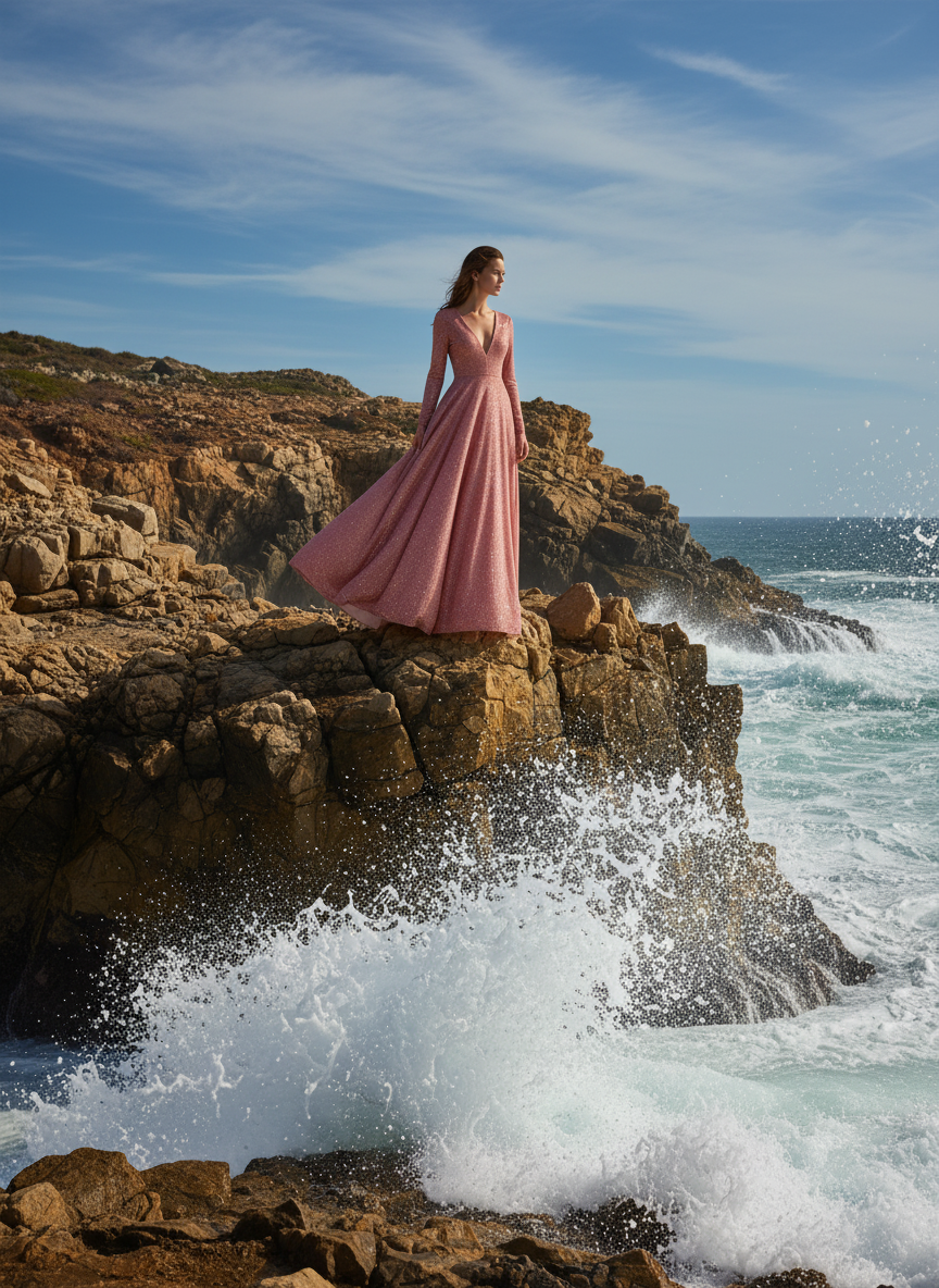 VESTIDO LARGO ROJO 8812