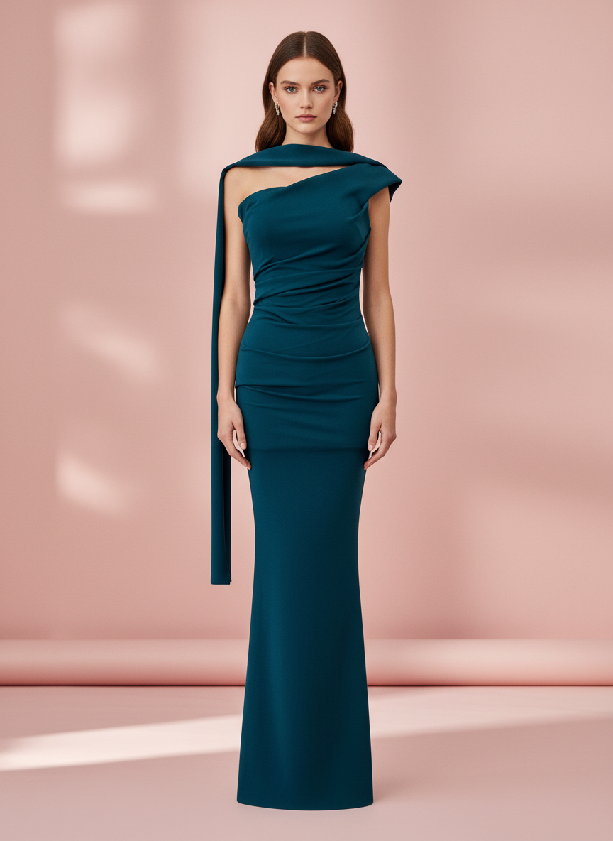 LONG DRESS - PETROL BLUE - 25097