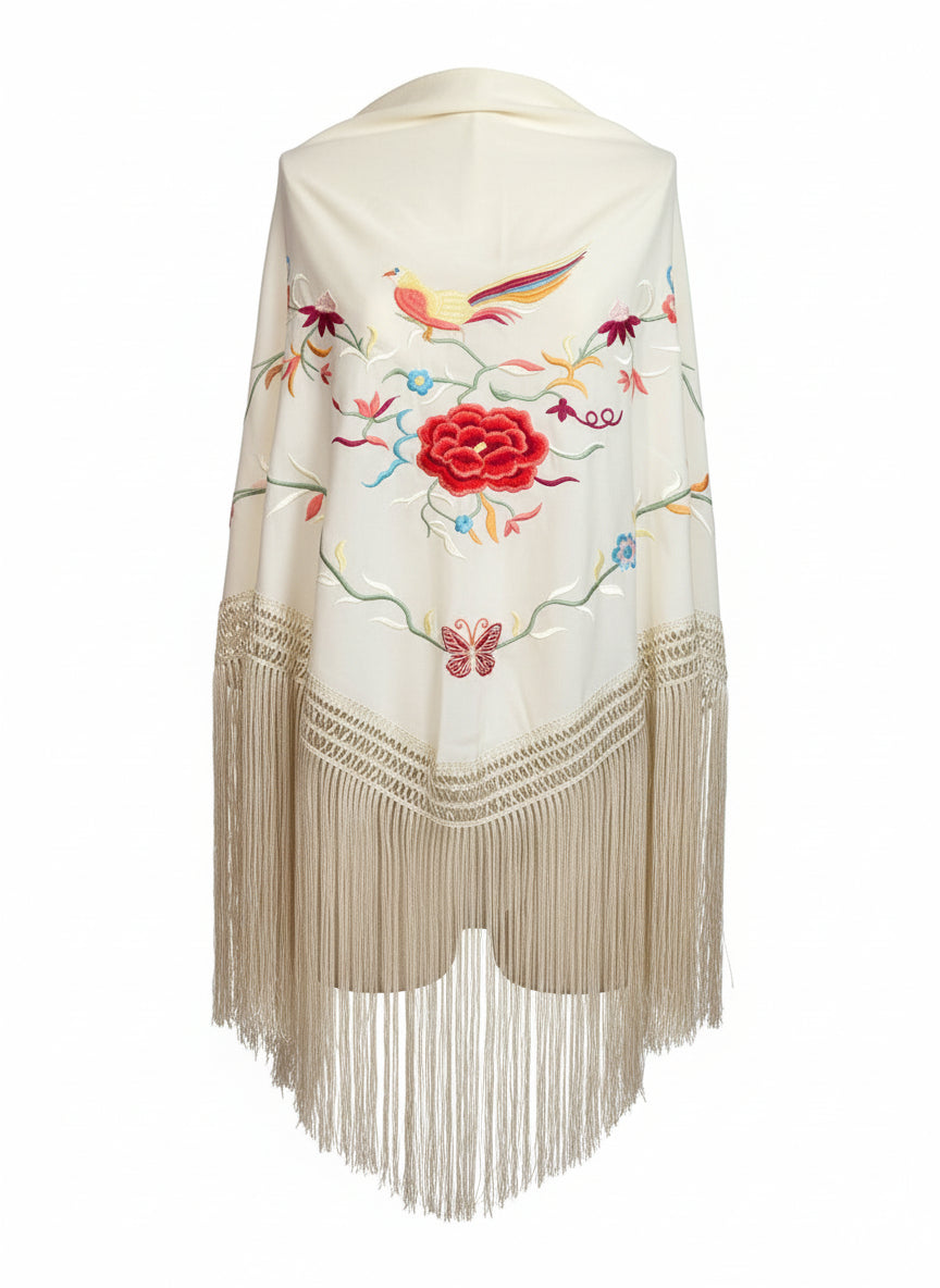 MANTÓN MT13  BLANCO CON COLOR