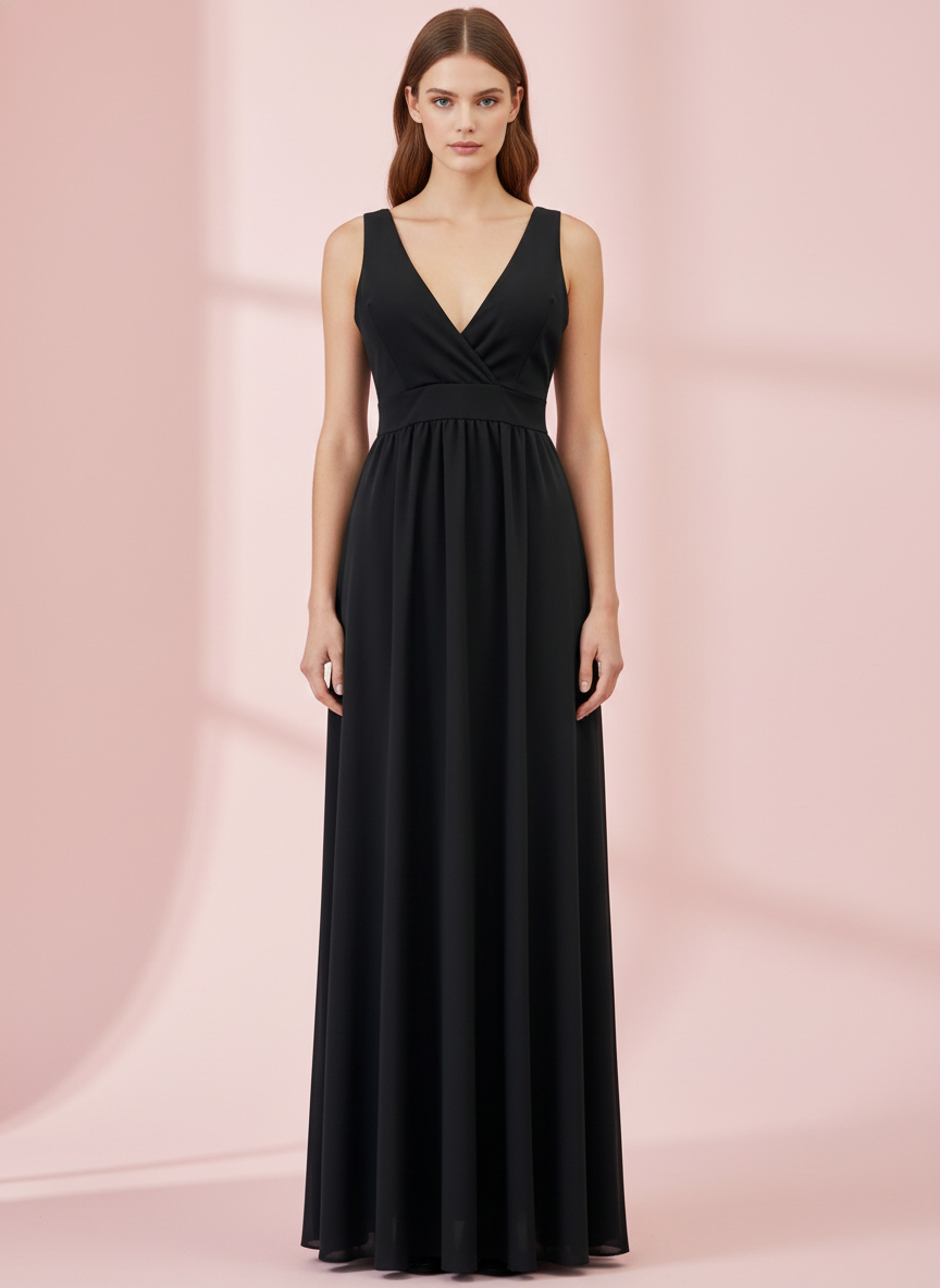 VESTIDO LARGO NEGRO 9914