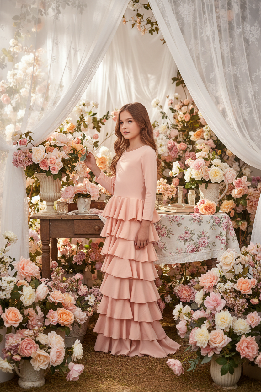 Pink Flamenco Dress for Girls - Traditional Design | Ref. KL503