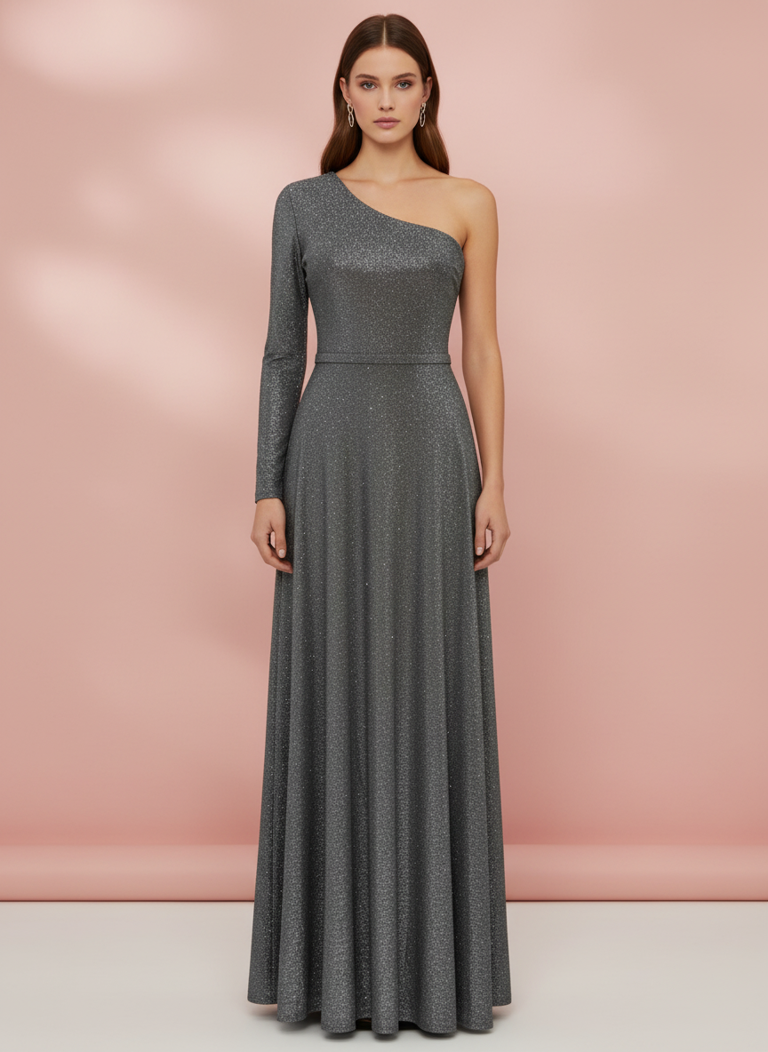 VESTIDO LARGO GRIS OSCURO 14273