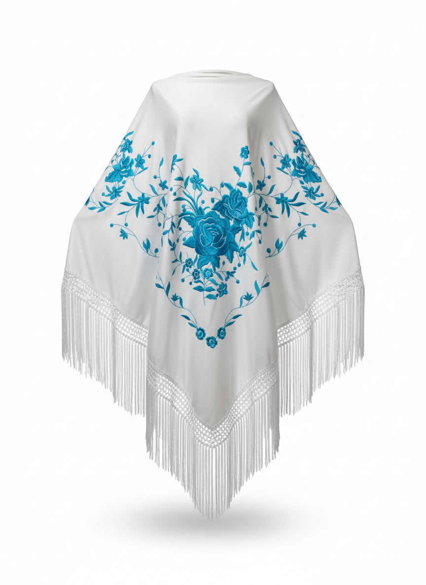 MANTÓN Blanco Con Azul MT180-91