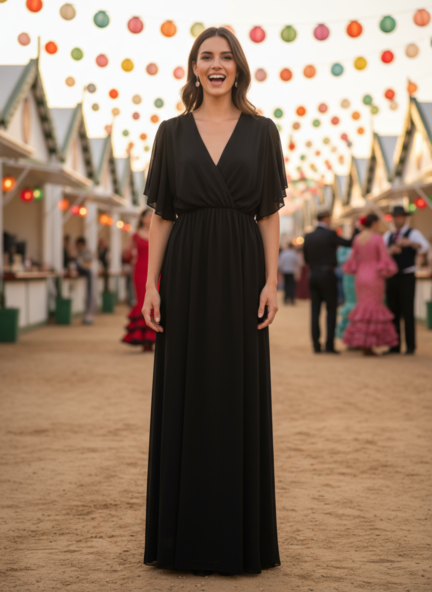 VESTIDO LARGO NEGRO 4883