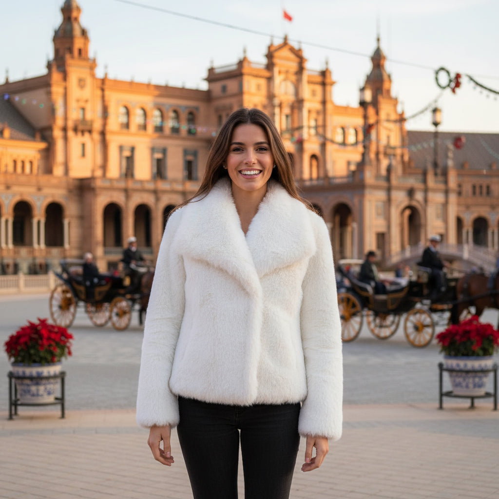 EMMA WU SELECTION  Abrigo de felpa de invierno, moda, cálido, grueso, esponjoso, chaqueta de solapa, ropa exterior, casual, tops de manga larga, ropa de mujer