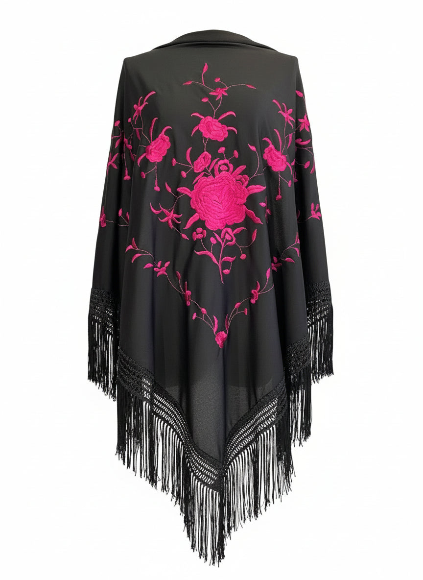MANTÓN Negro Con Fucsia MT180-17